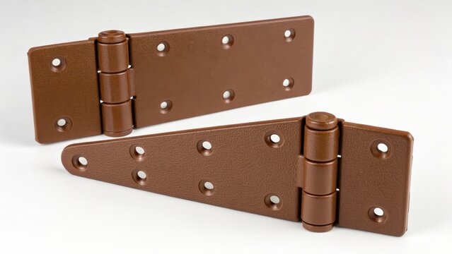 Brown door hinges isolated on white background for hardware applications