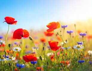 Obraz premium Wiesenblumen im Sommerlicht