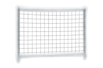 Snow covered wire mesh net with frost
