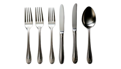 Cutlery Set Bundle – Fork, Spoon and Knife Variations, isolated on transparent background (2)