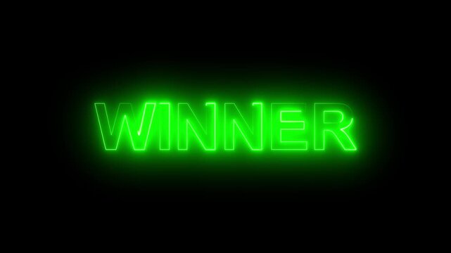 Winner text icon animation with green color.
