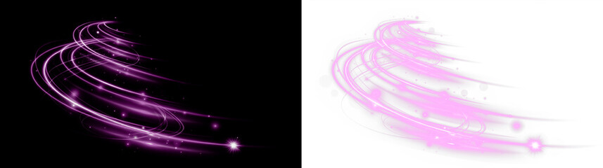 A mesmerizing purple light swirl is set against a deep black background