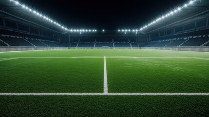 Fototapeta premium Empty Stadium Field | Football, Soccer, Sports Arena
