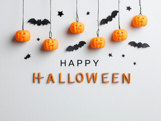 Stylish Halloween background with golden lights and hanging bats &ndash; elegant spooky holiday design