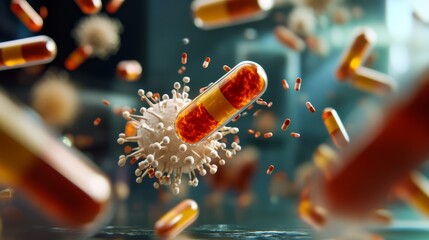 Infectious disease treatment medical laboratory digital illustration science close-up perspective innovative medical concepts