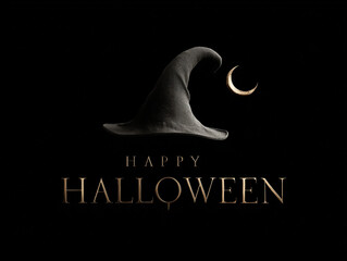 Pumpkins with Happy Halloween typography on orange background &ndash; cheerful spooky festive design