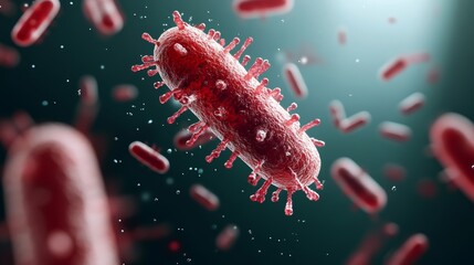 Microscopic view of bacteria in action laboratory setting scientific illustration advanced research environment close-up perspective