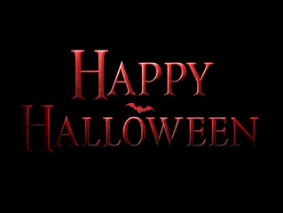 Dark gothic Happy Halloween text glowing in red &ndash; horror typography on black background for spooky season