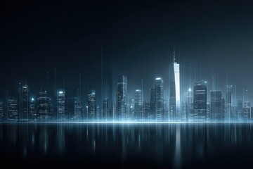 Futuristic Cityscape, Digital Network, Tech Innovation, Night