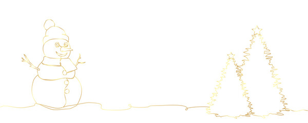 Obraz premium Snowman with golden line art style