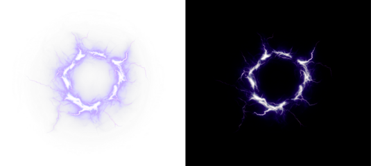 A blue lightning bolt in a circle on a black background