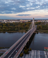 Bridge Swietokrzyski over the Wisla river in Warsaw, Poland