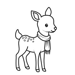 Woodland Animal Christmas black doodle outline. reindeer.