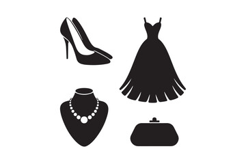 Elegant black silhouette of formal attire and accessories