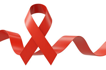 A bright red awareness ribbon symbolizes support and solidarity against a white background.