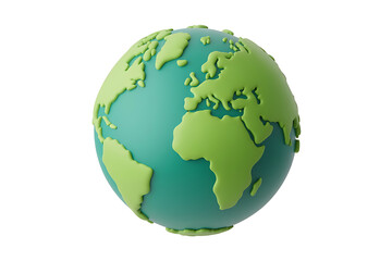 Stylized green and blue representation of Earth, emphasizing continents and global unity.