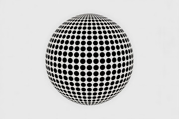 Black dots form a three-dimensional sphere pattern on a white background.