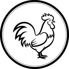 Fototapeta premium Rooster icon design. Concept for farm animal, agriculture, fresh food, or poultry. Minimalist outline vector illustration