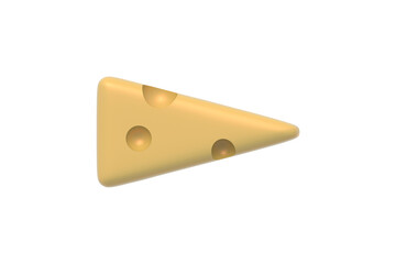 Cheese slice isolated on white background. Dairy food. Top view. 3d render