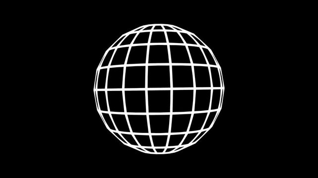 Seamless Spinning Oval Wireframe, Minimalist Geometric Grid 3D Animation Loop