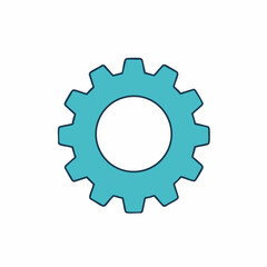 Simple Teal Gear Icon Representing Technology and Process Efficiency