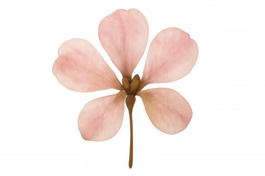 Pink blossom spring flower watercolor illustration with five delicate petals creating an elegant botanical element