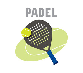 padel racket with ball graphic element