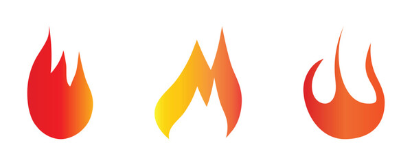 Set of fire, vector silhouettes of fire, silhouette set of flame, set of fire icons, set of flame icons