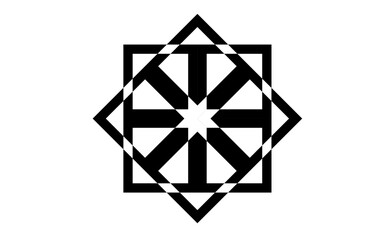 Abstract geometric square pattern, modern black and white optical art, bold linear symmetry, decorative contemporary vector design for branding, prints, backgrounds, wall art, and digital projects