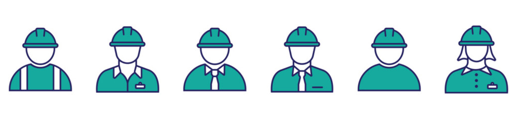 Industrial Worker Safety Helmet Icon in Line Art	