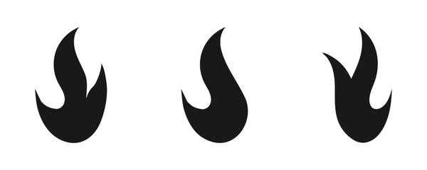 Set of fire, vector silhouettes of fire, silhouette set of flame, set of fire icons, set of flame icons