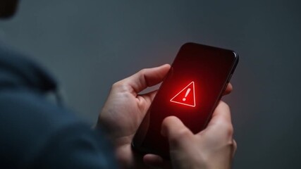 Man Reacts to Error Message on Smartphone - Powered by Adobe