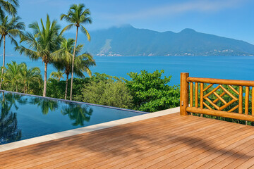 Vista mar com piscina em Ilha Bela