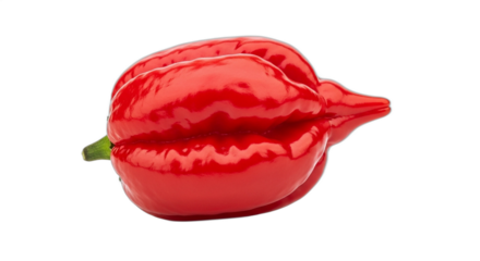 Single fresh red Carolina Reaper pepper isolated on white. PNG Transparent