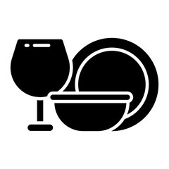 A solid design icon of crockery 