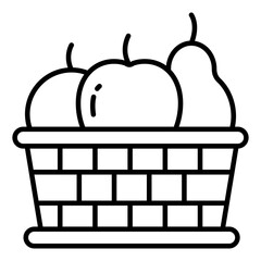 Conceptual linear design icon of fruits basket 