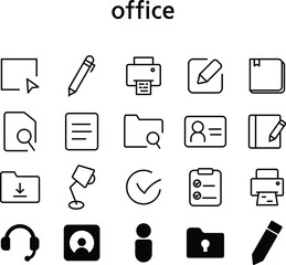 minimal outline icons for office interface