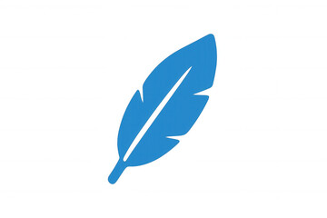 Blue stylized feather icon symbolizing literary pursuits, creative writing, and digital communication. Transparent background