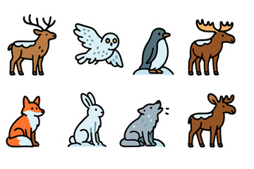 Obraz premium Animal, wildlife filled icon set. nature, forest animals filled icons collection