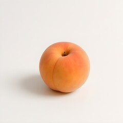 A perfectly ripe and fresh peach, showcasing vibrant orange and yellow tones, elegantly positioned on a pristine white background, emphasizing its natural beauty and healthy appeal