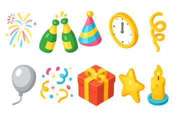 Obraz premium Celebration, party neon icon set. festive party, neon style elements collection