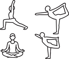Yoga Poses Line Art With Subtle Shadow Design
