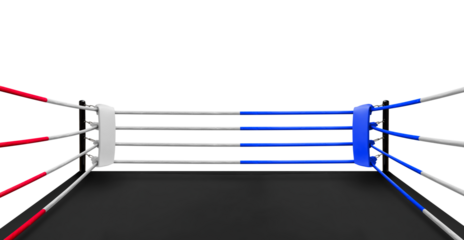 blue and white corner in boxing ring isolated on white background