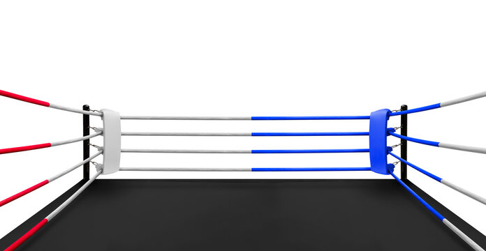 blue and white corner in boxing ring isolated on white background