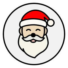 Santa Claus outline icon. Monoline face with hat and beard. Vector emblem. Clean minimal Christmas design ideal for icons, packaging, greeting cards, or branding.