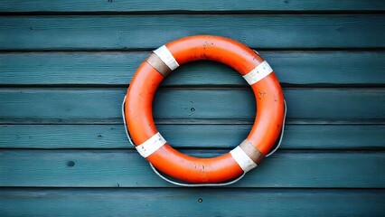 red life buoy on wooden wall