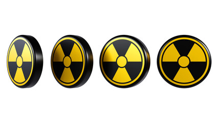 3D rendering of danger radiation sign Icon set, nuclear power station and radioactive warning symbol on white background, Dangerous sign collection
