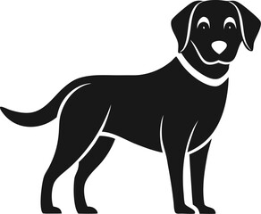 Flat minimal Labrador Retriever, vector icon, black and white, white background