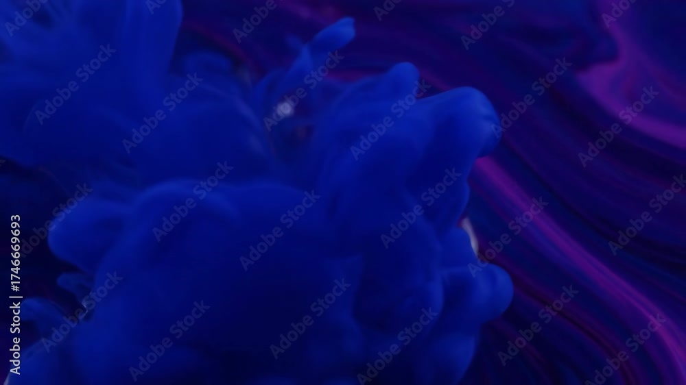 Wall mural dark mysterious currents of deep blue and purple flow and intertwine, creating a seamlessly looping 