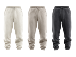 Trendy collection of comfortable joggers in neutral tones, perfect for athleisure fashion, casual wear, or stylish loungewear, offering versatility and modern appeal
